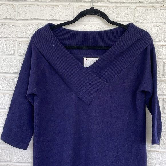 Belford Cashmere Blue Vintage Boatneck or Cowl Collar Sweater - Picture 6 of 12